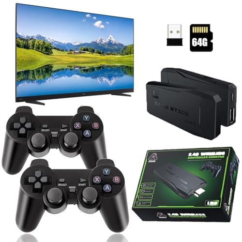 Retro-Spielekonsole – Vaomon Videospielkonsole, integrierte über 15000 Klassische Spiele,Game Stick 4K HDMI-Ausgang für Fernseher, Zwei 2,4G Wireless Controller, 9 Emulatoren für Kinder (4208023-64G)