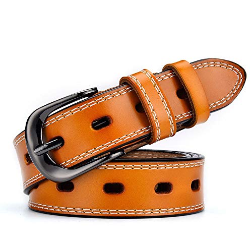 Kertz Leather belt for women with White Stitching Single Prog Buckle belts for women jeans2