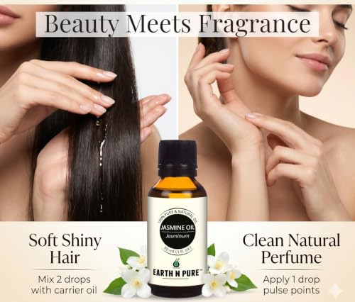 Image of Earth N Pure Jasmine Essential Oil | 100% Pure, Natural & Undiluted | Steam Distilled | Relaxation, Radiant Skin & Nourished Hair | 15ml