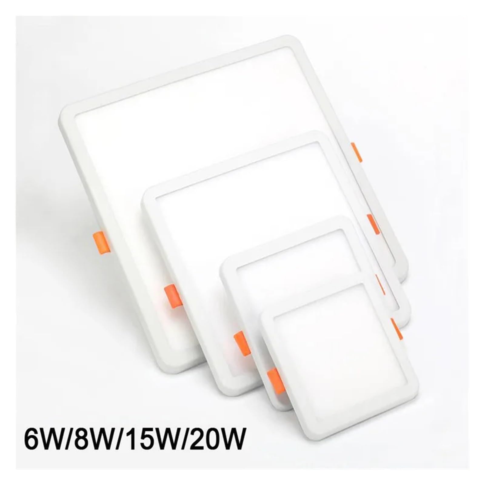 Genérico zhuguiming Panel de luz LED redondo/cuadrado ultrafino 6 W, 8, 15 y 20, aluminio, empotrado en techo, con orificio abierto ajustable, color blanco, CA 85-265 V(Warm White,20W Square)