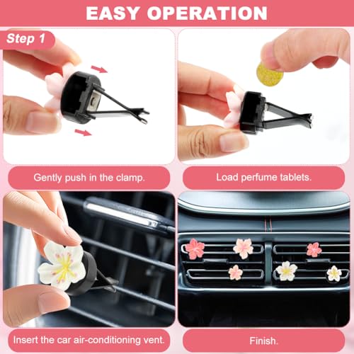 Image of Car Vent Clips with Fragrance Pads, 6-Pack, Flower Design Odor Eliminator & Air Purifier for Car Interior Decoration (Essential Oil Compatible) - Perfect for Car Enthusiasts