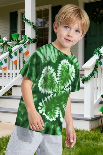 Image of TMSD Unisex Kids St.Patrick's Day T-Shirt Short Sleeve Crew Neck Clover Shamrock Tee 4-14 Years