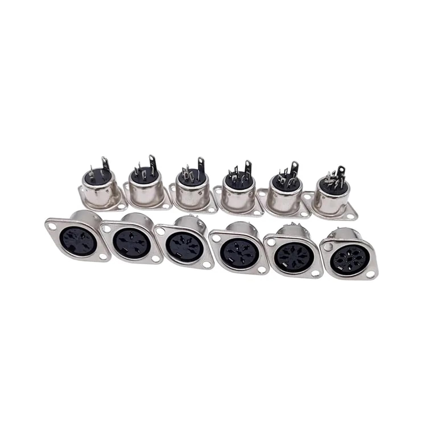 5Pcs DIN S Terminal Connector 3P4P5P6P7P8P Female Socket Mount Adapter Solder MIDI Cable(3Pinx5pcs)