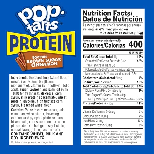 Image of Pop-Tarts Protein Toaster Pastries, 10g Protein, Boostin' Brown Sugar Cinnamon (12 Boxes, 96 Pop-Tarts)