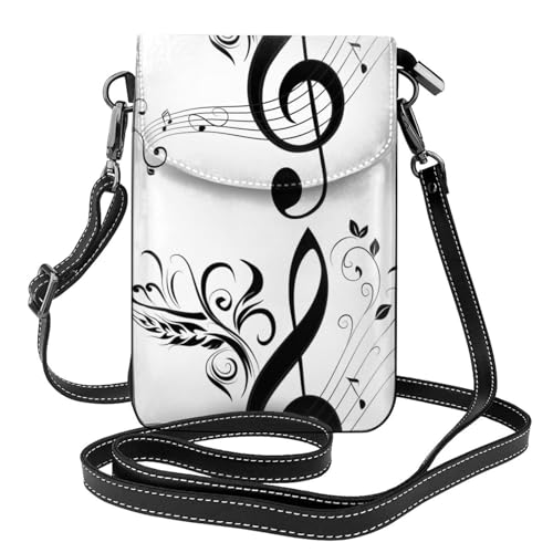 Pochettes pour téléphone portable femmes et portefeuille en cuir PU avec motif clé de sol
