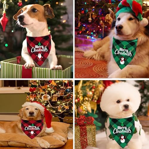 2 Stück Weihnachten Haustier Bandana,Halstuch Hund Weihnachten,Pets Dreieck Lätzchen,Haustier Bandanas,Halstuch Einstellbare für Hunde Katze,Pets Halstuch Deko,Dreieckstuch