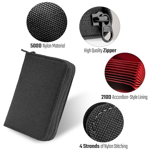 PC1 EDC Durable 11-Slot Nylon Card Holder for Credit Cards, Lightweight Zippered Minimalist Wallet for Men and Women, Ideal for Work Travel, with Coin Pouch, Ultra-light and Waterproof,4