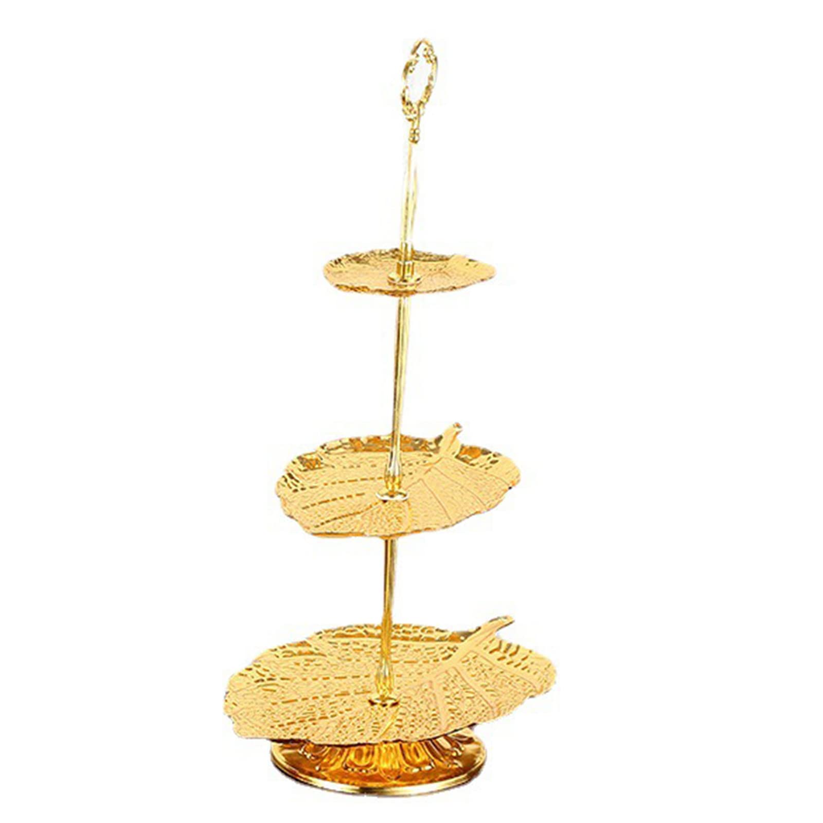Dessert Pastry Stand Wrought Iron Fruit Plates 1/2 / 3 Tiers Cupcake Serving Tower Golden Cake Serving Tray Fruit Dessert Stand and Trays for Table Wedding Gold Tiered