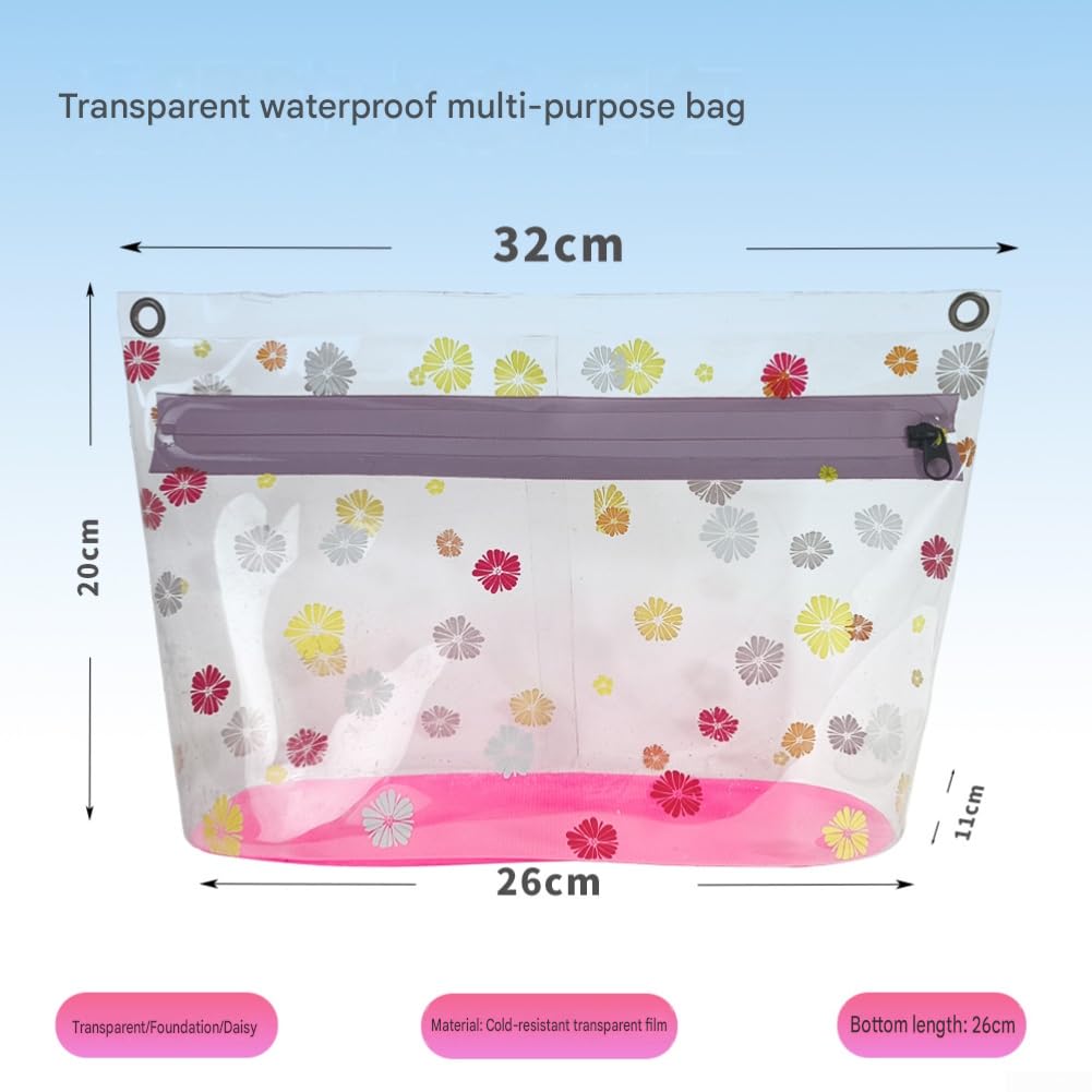Borsa Cosmetica Impermeabile PVC 26x11x20cm con Tracolla(Transparent 32 * 26 * 20cm)