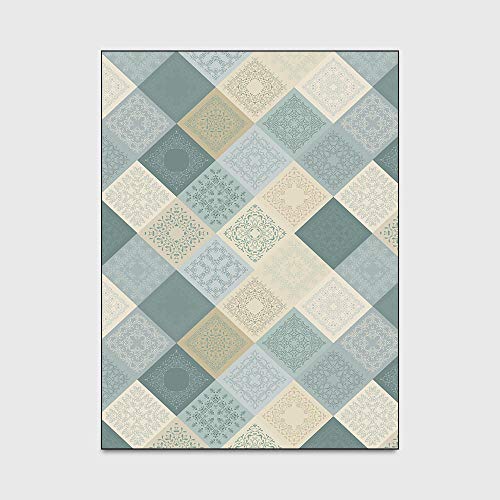 Tapis de sol extra large 120x160cm vert et jaune à motif géométrique - 4