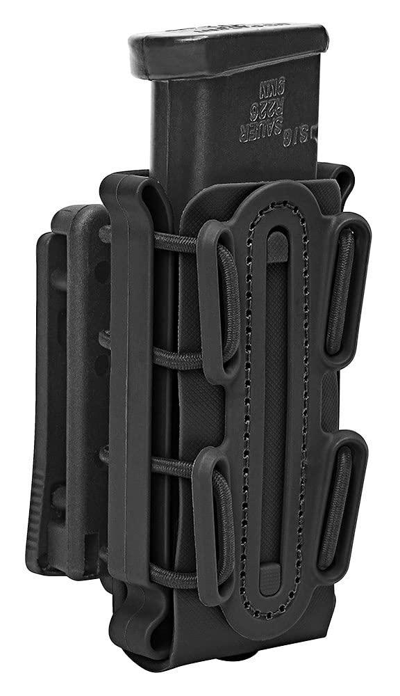 KRYDEX 9mm Mag Pouch with Belt Clip Pistol Magazine Holder for Tactical Belt (BK)