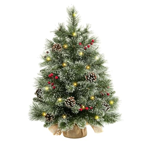 Weiking Mini árvore de Natal de 60 cm, árvore de Natal de mesa, árvore de Natal flocada de neve arti