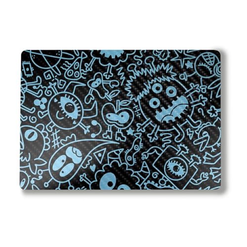 Image of Carbon Fiber Laptop Skin Compatible with Alienware M18 R2 (2024) - Dark Monster Doodles - Premium 3M Vinyl Protective Wrap Decal Cover - Easy to Apply | Crafted in The USA by MightySkins