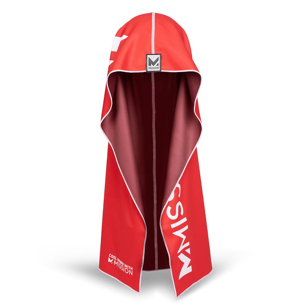 MISSION Serviette réversible à capuche rafraîchissante - Rafraîchit instantanément lorsqu'elle est mouillée, protection solaire UPF 50, épouse votre tête pour rester en place, idéale pour le sport, le