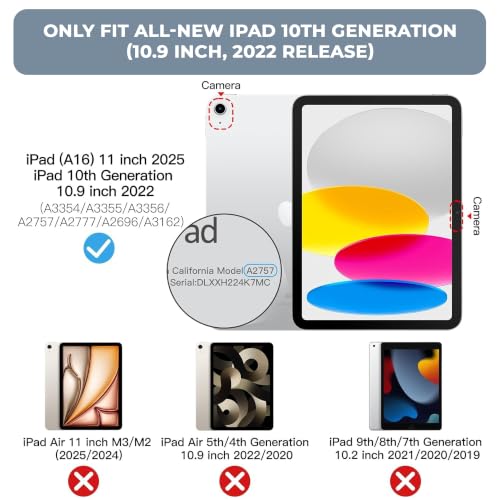 Image of MOCA Case for iPad (A16) 11th Generation 11 Inch 2025 10th Generation 2022 iPad 10.9 Inch Slim Stand Hard Shell Back Protective Smart Cover for 10.9 inch iPad 10th Gen 2022 Release A2696 A2757 A2777