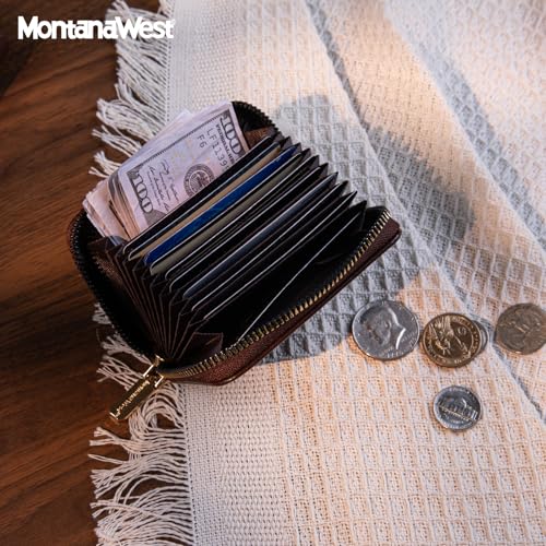 Image of Montana West Small Credit Card Holder Compact RFID Card Wallet Slim Card Organizer Case with Zipper Gift Card Holder for Women Men