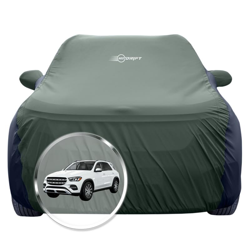 Image of NEODRIFT 'SuperTech' Car Cover for Mercedes GLE (100% Water-Resistant, All Weather Protection, Tailored Fit, Multi-Layered & Breathable Fabric) (Colour: L.Green+Black)