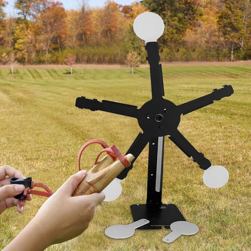 Jeu de cible rotative pour jardin : entraînement réglable à réinitialisation magnétique