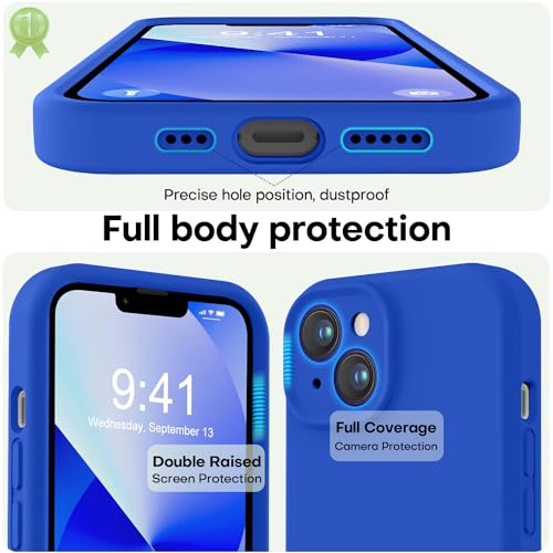 Image of LOVE 3000 Designed for iPhone 13 Case, Premium Silicone with [Camera Protection] [Soft Anti-Scratch Microfiber Lining] Shockproof Protective Phone Case for iPhone 13 Women Men Girls 6.1 inch, Klein Blue