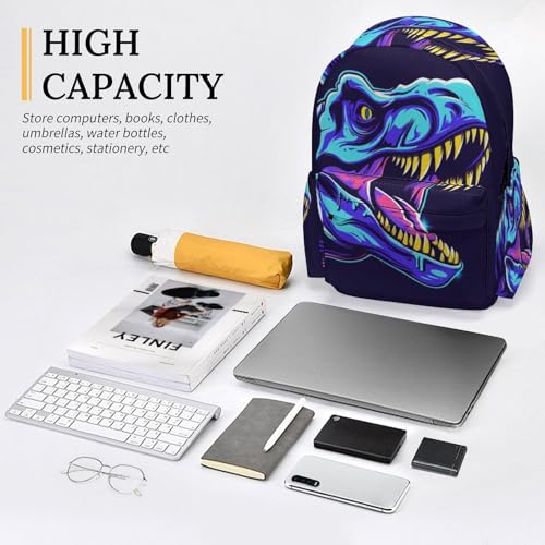 16 Inch Backpack Dinosaur T-Rex Head Laptop Backpack School Bookbag Shoulder Bag Casual Daypack4