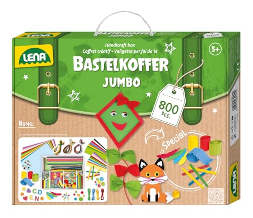 Lena Jumbo Bastelkoffer mit 800 Teilen, Bastelset bestehend aus Papier,...