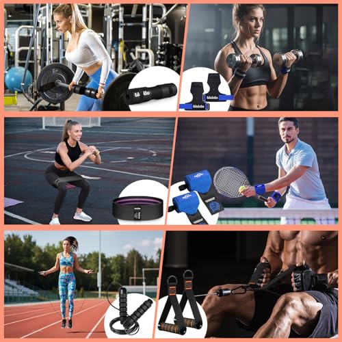 Image of WALITO 8Pcs Barbell Pad Set for Hip Thrust - Squat Pad,Gym Accessories for Women with Bar Bad,Bench Press, with Gym Ankle Straps,Resistance Bands for Working Out,Lifting Strap,Carry Bag