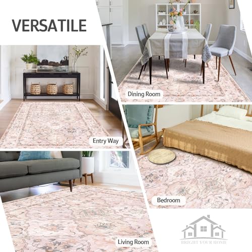 Tapete Boho Vintage 5×7 ft Antideslizante y Lavable miniatura 3