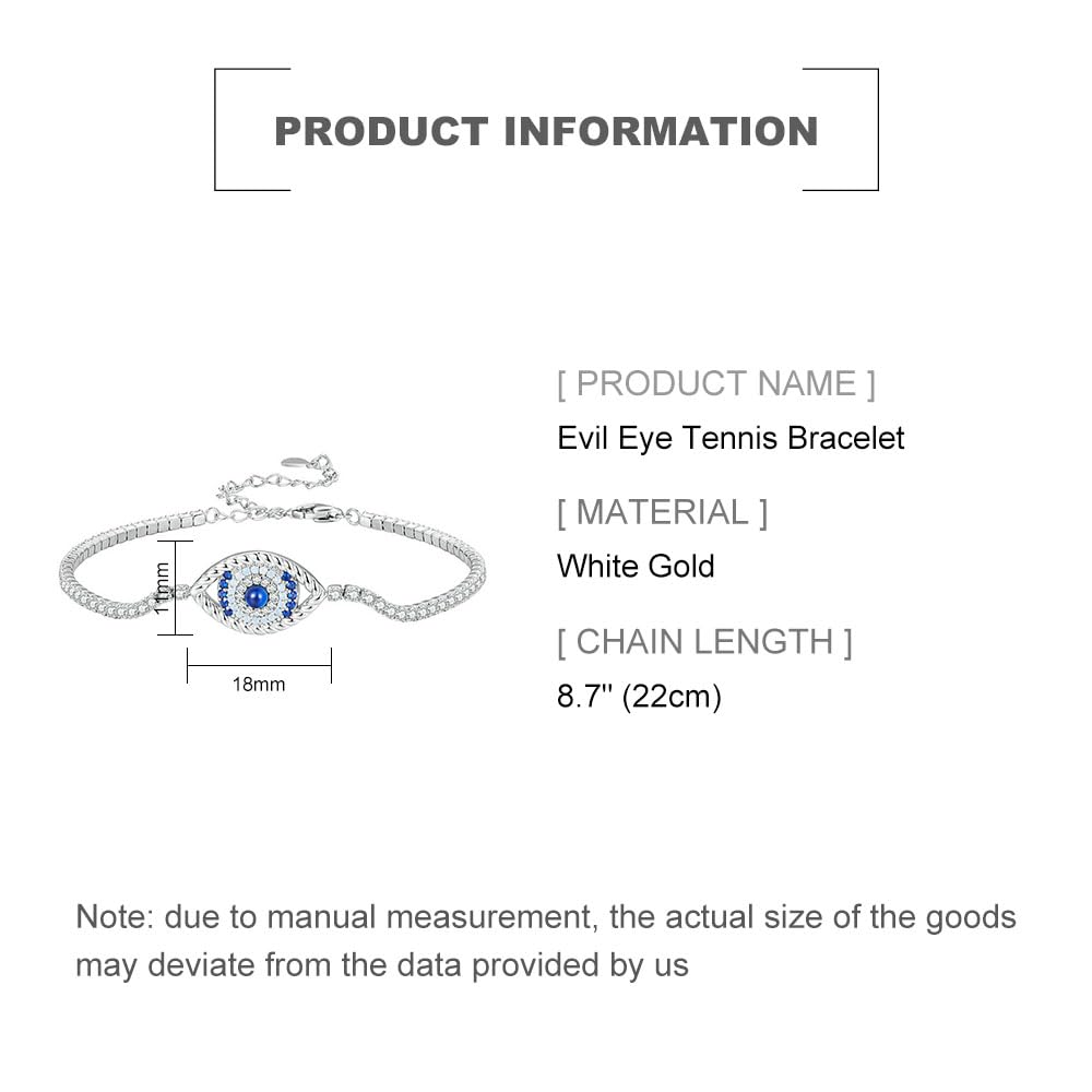 Pulsera de cadena de tenis de moissanita de oro de 14 quilates para mujer, estilo turco, pulsera redonda de ojo de diablo con cadena ajustable, pulsera de la suerte, regalo de joyería para