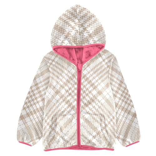 GuoChe Buffalo Plaid Beige Toddler Girl Fleece Jacket