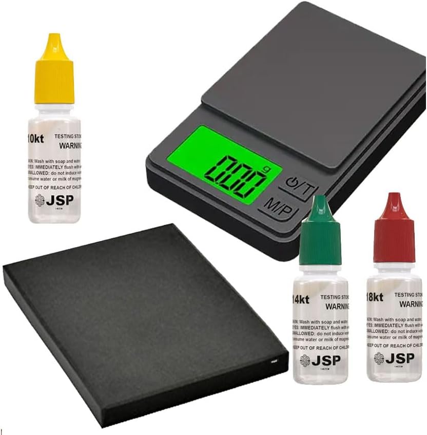 Gold Testing Kit with 200g x 0.01g Scale, 10K/14K/18K Solutions & Test Stone for Accurate Jewelry ID