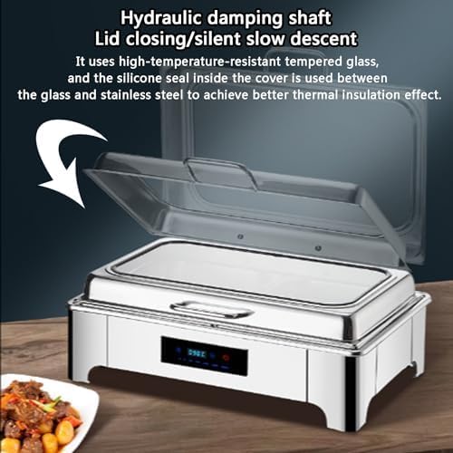 Servidor de buffet eléctrico con bandejas y tapas aisladas, mantiene la comida caliente para fiestas, reuniones, eventos, ideal para entretenimiento