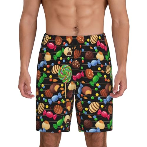 Lollipop Candy Chocolate Bean Mens Pajama Pants With Pocket Soft Sleep Shorts Lounge Shorts Pj Pants For Men