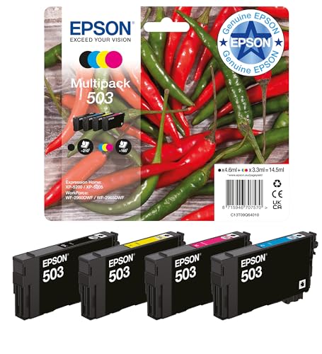 Epson 503 Chillies Genuine, Multipack, 4-colours Ink Cartridges - C13T09Q64010