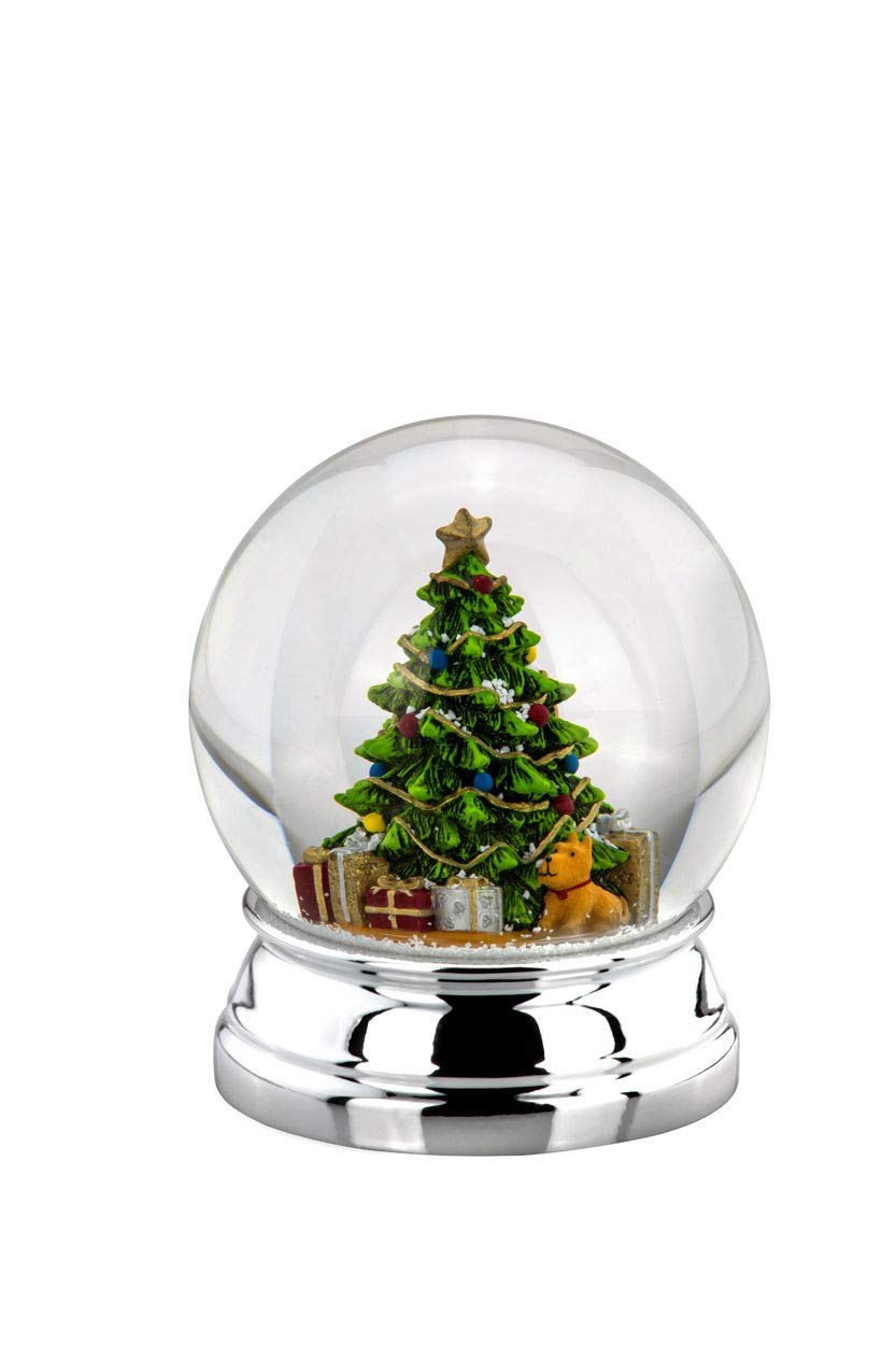 Bola de nieve XL - Clásico - Plateado - Plástico - Transparente - 12 cm de altura, 10 cm de diámetro