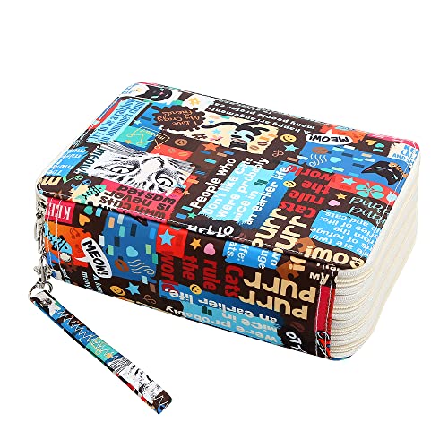Image of 184 Slots Colored Pencil Case Organizer, 4 Layer Bag | Twill Oxford fabric, 187 elastic loops, detachable handle, for travel, home storage, drawing tools, creative gifts