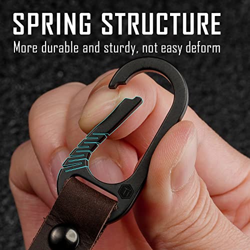 Image of KeyUnity KM02 Titanium Belt Clip Carabiner Leather Keychain Holder with Removable Stainless Steel Key Ring