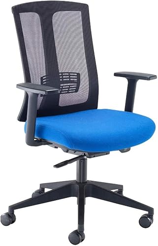 Silla de trabajo de escritorio de computadora de malla con soporte lumbar de oficina ergonómica grande (azul)