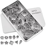 HIWRBDTI 30PCS Mini Cookie Cutters Shapes Set with Box for Kids, Small Stainless Steel Star Triangle Cookie Cutter Variety Pack, for Tiny Polymer Clay, Fruit