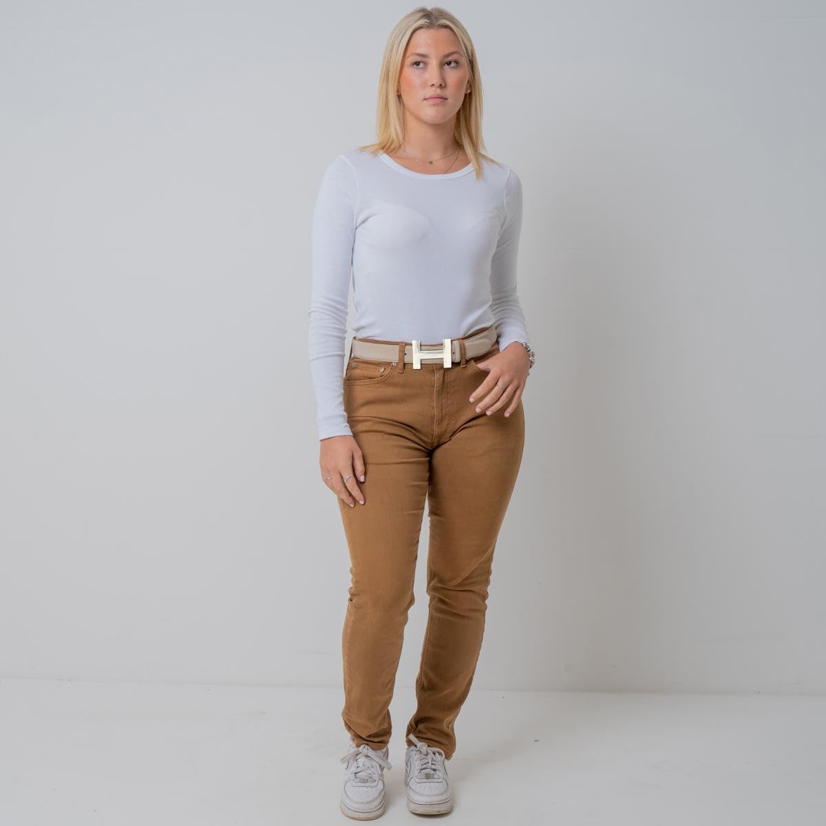 BELTINGER Damen-Gürtel HELEN aus Veloursleder 3,0 cm | Velour-Ledergürtel für Damen 30mm | Wildleder-Gürtel mit silber, glänzender Gürtelschließe