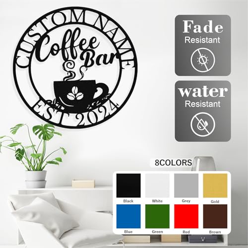 Image of Personalized Coffee Bar Metal Sign, Custom Coffee Signs, Custom Coffee Name Signs for Cafe Station, Coffee Wall Art Decor for Kitchen, Cafe Shop Decor, Cafe Lover Gift
