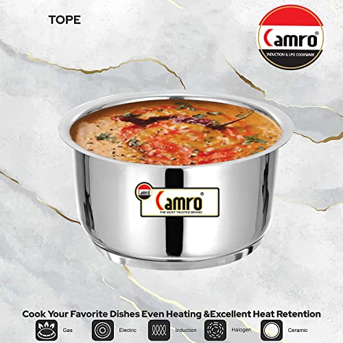 Image of Camro Induction Bottom Tope with Lid (12 No, 1.8 Liters) | (Encapsulated Bottom) Container /Tope /Patila /Bhagona /Cookware | Gas Stove Compatible | 15+Years of Innovation and Quality