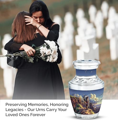 Image of Native American Themed Urns - Small Urn for Ashes - Urns for Ashes Adult Male - Urn for Human Ashes - Urns for Ashes Adult Female Mom (3 inch Pack of 2)