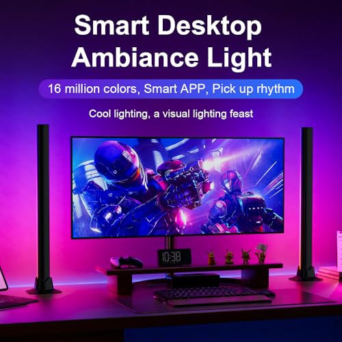 LED Lightbar 42cm, RGBIC Gaming Beleuchtung TV Hintergrundbeleuchtung, 270° Ambient Light Sync mit Musik, USB RGB Lampe mit App-Steuerung für PC, Monitor, Zimmer Deko (2 Stück) – Bild 4