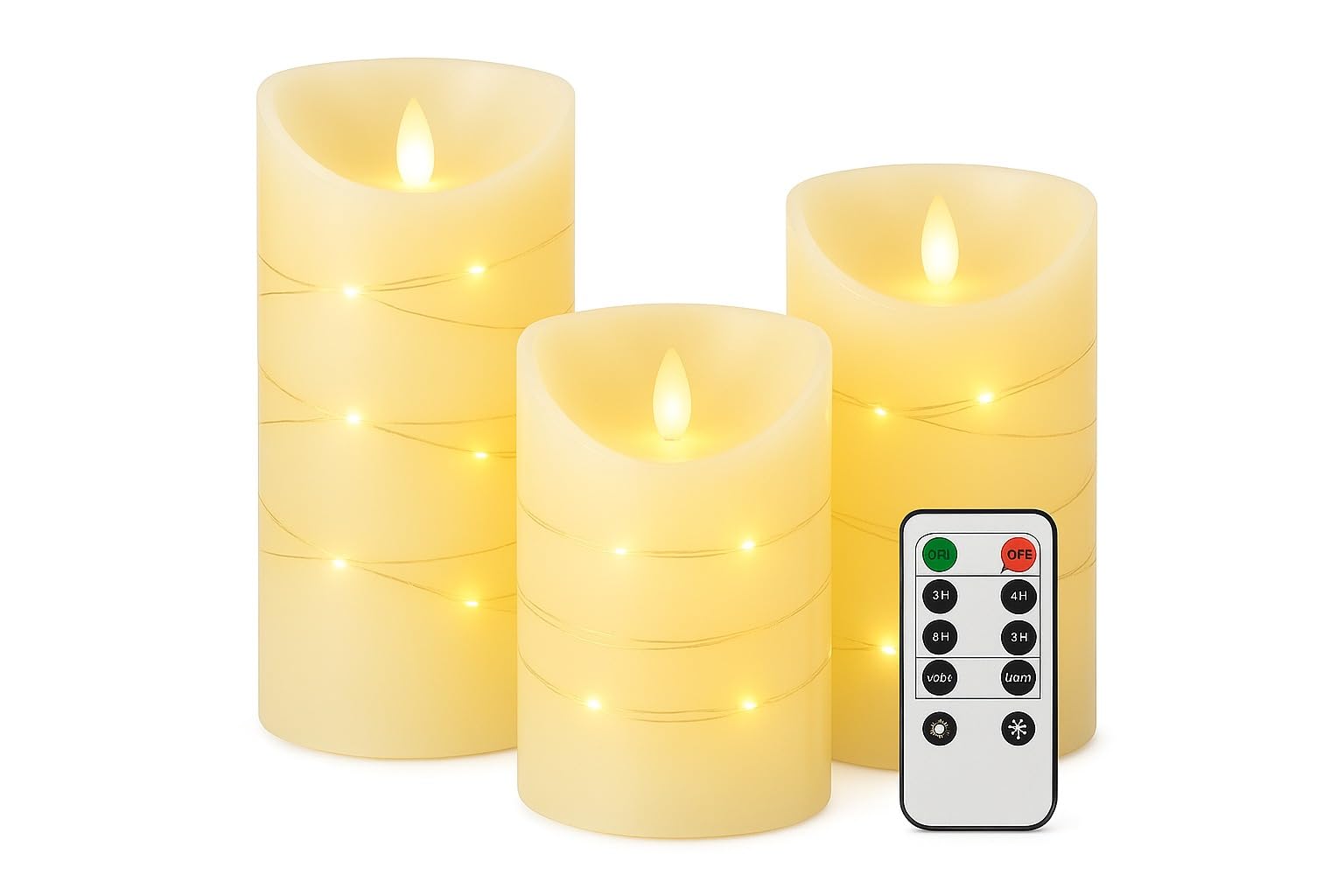 Flameless LED Candles with Remote & Timer |Set of 3 Golden Acrylic Fiber Glass Candles | Battery Operated Flickering Tea Light Candle for Home, Mandir, Ganpati, Diwali, Festival Decoration-image-35