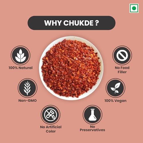 Image of Chukde - Lal Mirch Kutti 200g - Crushed Red Chilli Flakes - Spicy & Aromatic - Pure & Natural - Indian Powdered Spice - No Added Colors or Preservatives - Hygienically Packed for Freshness - Pack Of 2