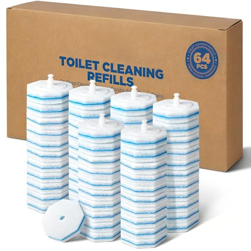 64 Count Toilet Wand Refills for Clorox Toilet Wand, 5X Cleaning Power Toilet Bowl Cleaners with Exclusive Formula, High-Density Disposable Toilet Brush Scrubber - No Falling Apart, Fresh Fragrance