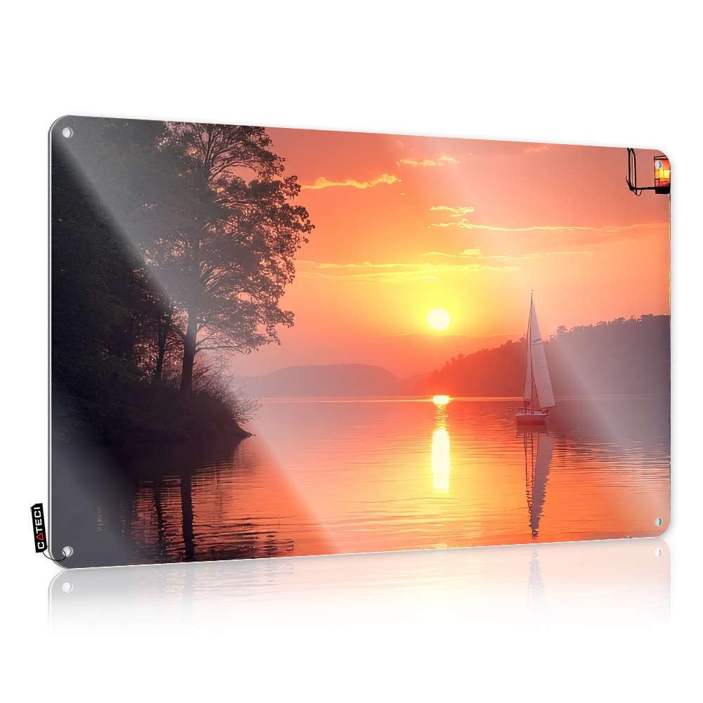 Sujd Women's Colour Sign Decor For Office Western Theme Indoor Outdoor Metal | Feminist Hanging Sunset Over The Lake With Sailboat. / Room