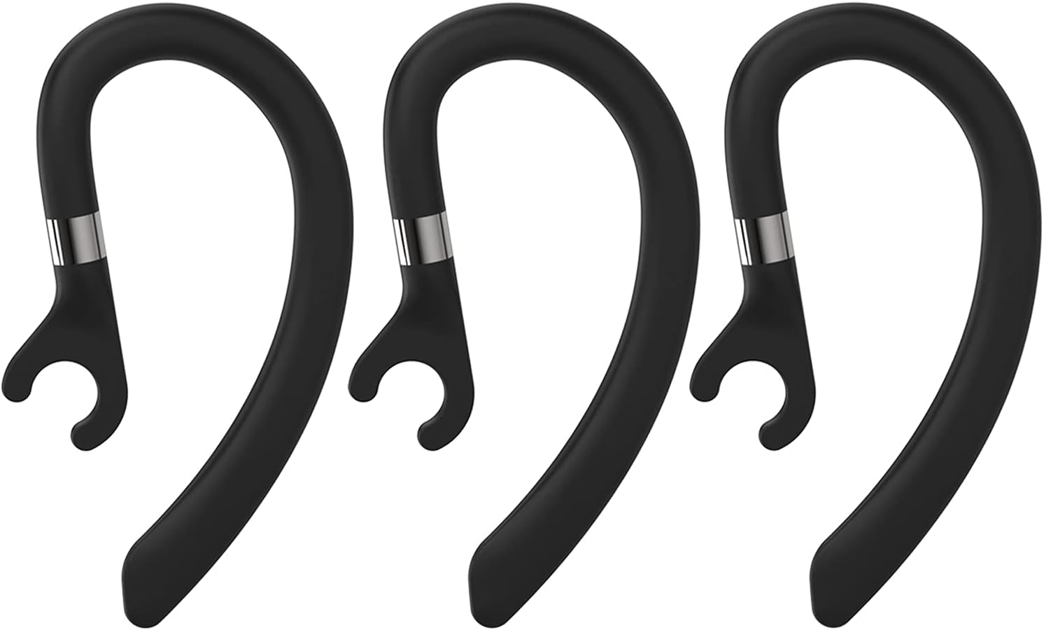 Replacement Ear Hooks for Earpiece, AMZLUV Solf Silicon Flexible Earpiece Clamp/Ear Loop Clips for Single-Ear Bluetooth Headset, Compatible with New Bee, Plantronics, and Other Brands-Set of 3 (Black)