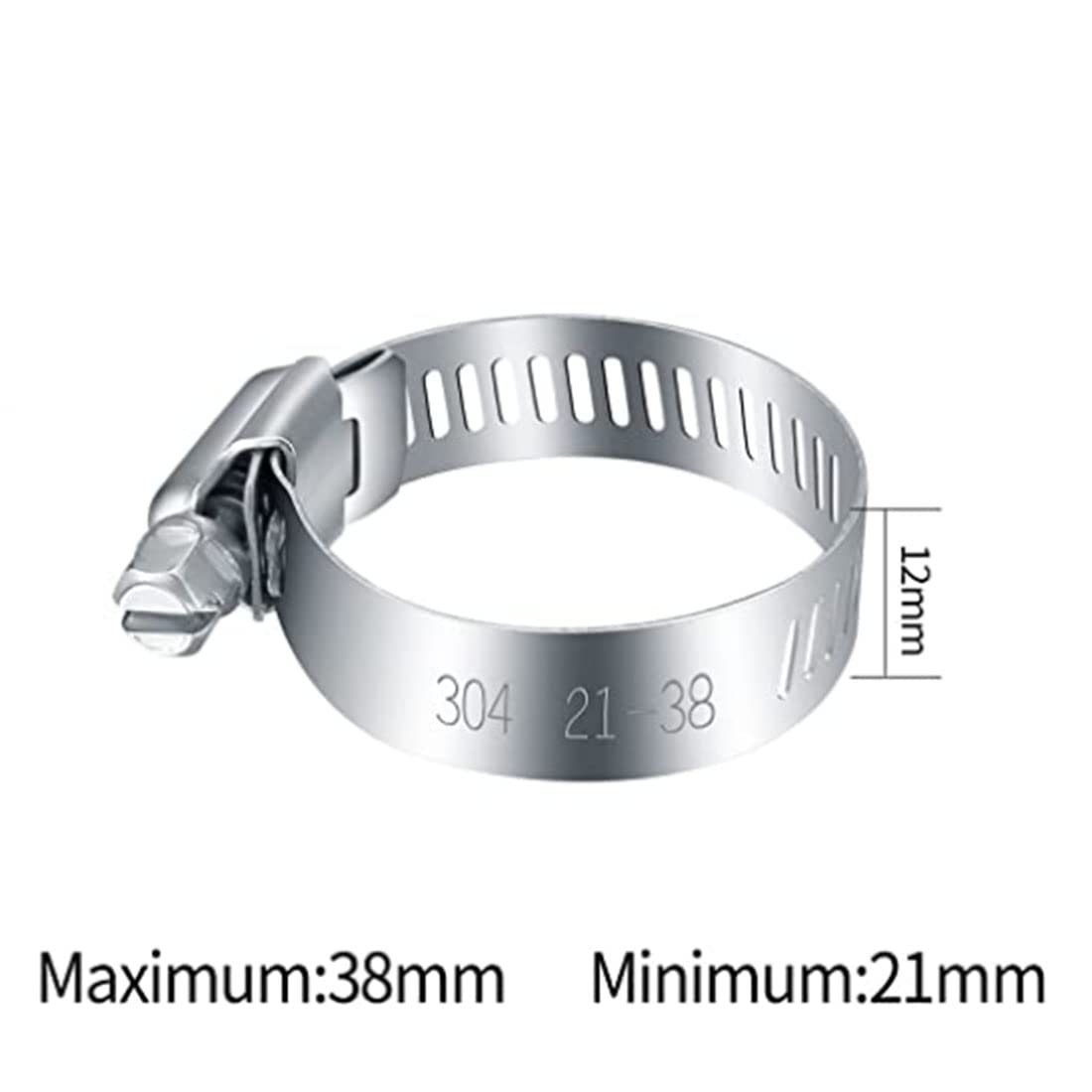Verstellbare Schlauchschellen Aus Edelstahl 304 – 10 Stück, Größe 21–38 Mm, Schneckenantrieb | Rostfrei & Einfach Zu Montieren