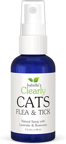 Isabella's Clearly Gatos | Producto de garrapatas y pulgas con romero y lavanda | Spray tópico para gatos. Huele genial. Fabricado en Estados Unidos.